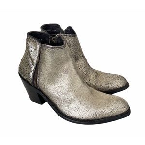 Liberty Black cracked Metallic leather ankle booties 9